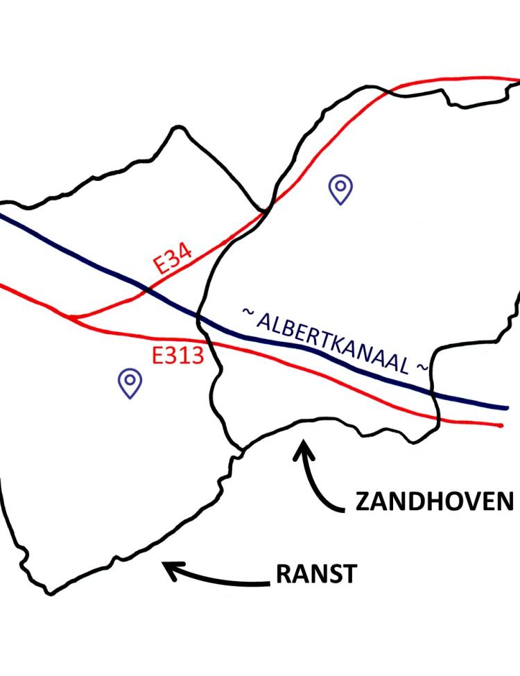 Kaartje van de zone